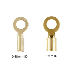 10pcs 14K Gold Filled Crimp End Caps w/ Ring 0.48mm 1mm Inside Diameter Leather Cord Ends