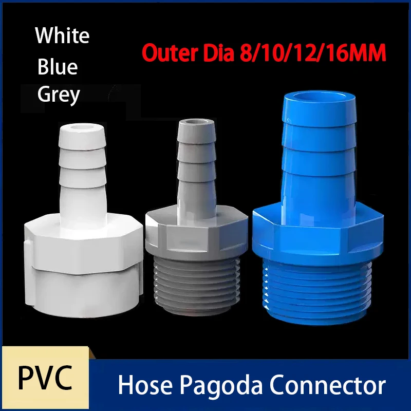 

1Pcs Outer Dia 8/10/12/16MM PVC Hose Quick Pagoda Connector Hard Tube Plastic Pagoda Joint PVC Pipe Adapter Fittings