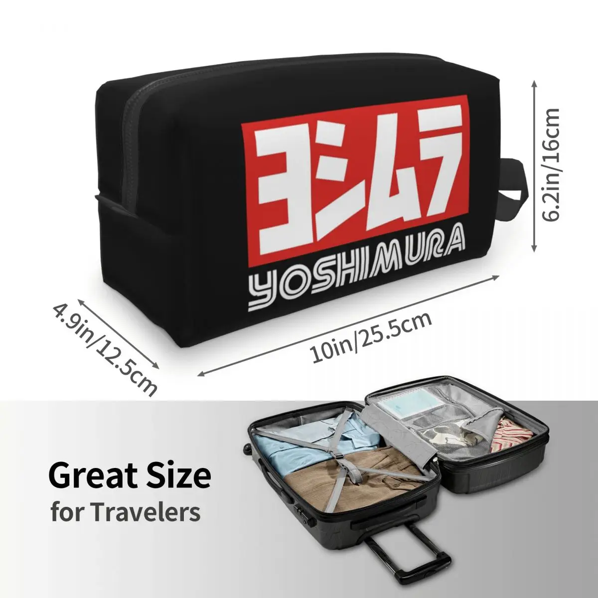 Yoshimura Japanese Motorcycle Exhaust Makeup Bag Cosmetic Organizer Storage Dopp Kit Toiletry Cosmetic Bag for Women Beauty