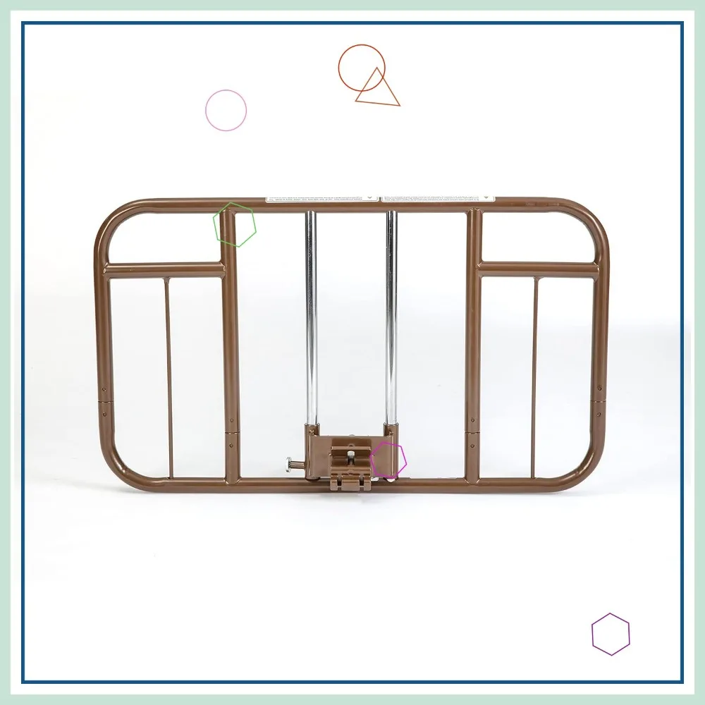 

Clamp-On Half-Length Bed Rail for Homecare Bed, Pair, Brown, Height Adjustable