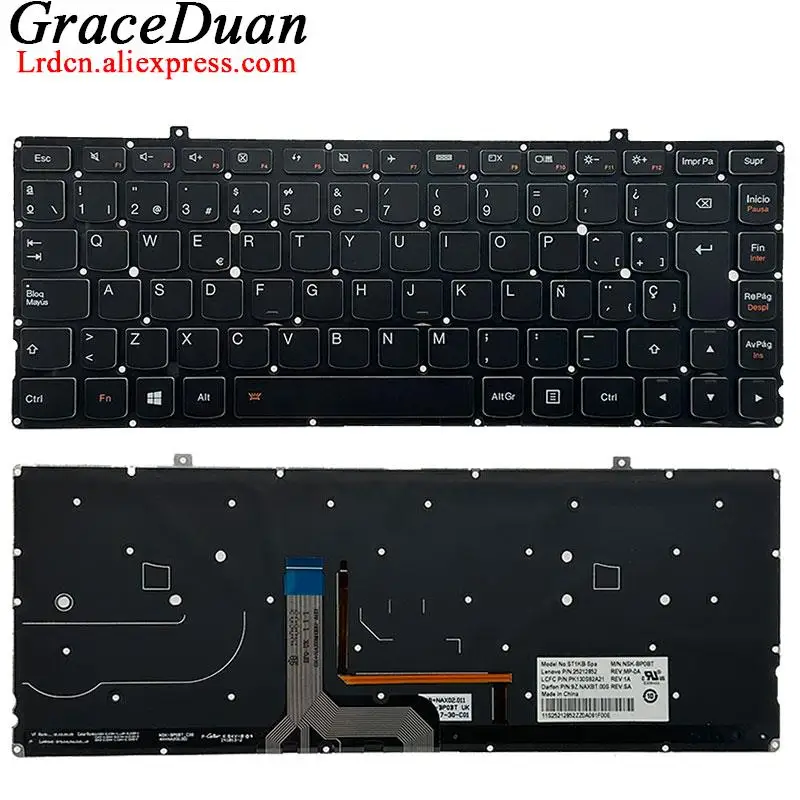 for Lenovo Yoga 2 Pro 13 20266 Laptop Backlit Keyboard BG Bulgaria IT Italian CZ Czech  SP Spanish CFB HU JP PT HB IL US TH SWS