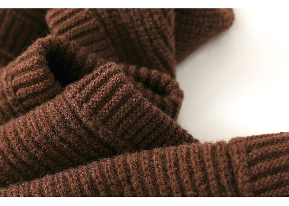 Autumn Winter Thickened One-Piece Scarf Hat 100% Merino Wool Knitted Frostproof Neck Protection Integrated Scarf Hat
