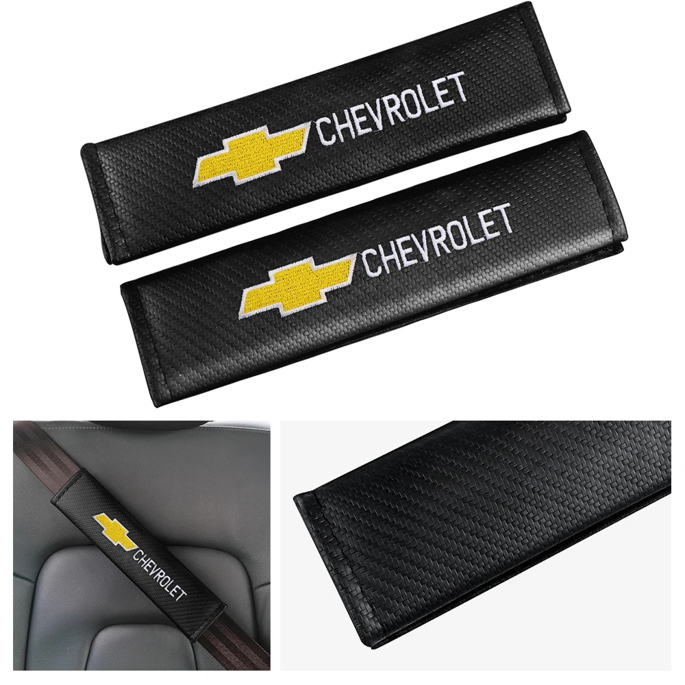 1/2pcs Carbon Fiber Car Seat Belt Badge Pads Shoulder Cover Cushions Seatbelt Padding For Chevrolet Captiva Cruze Spark Crvalier