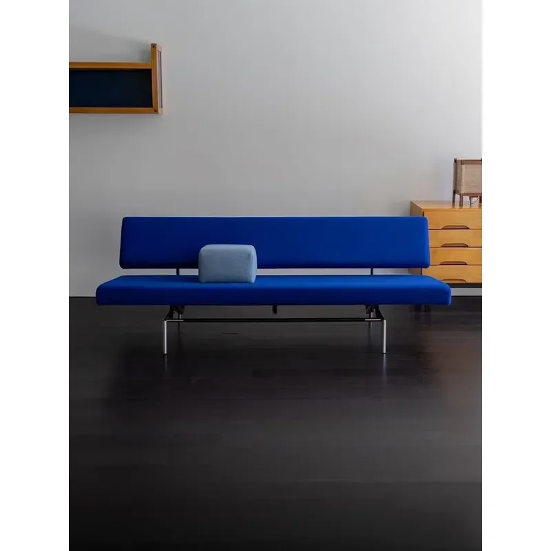 Nordic Medieval  Style Klein Blue Stainless Steel Bench Sofa Bed Chair High Density Foam Suitable for Cafe Clothing