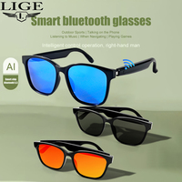 LIGE UV400 Protection Anti-blue Polarized Sunglasses Sports Headphones AI Voice Wireless Call Glasses Light New For Men Women