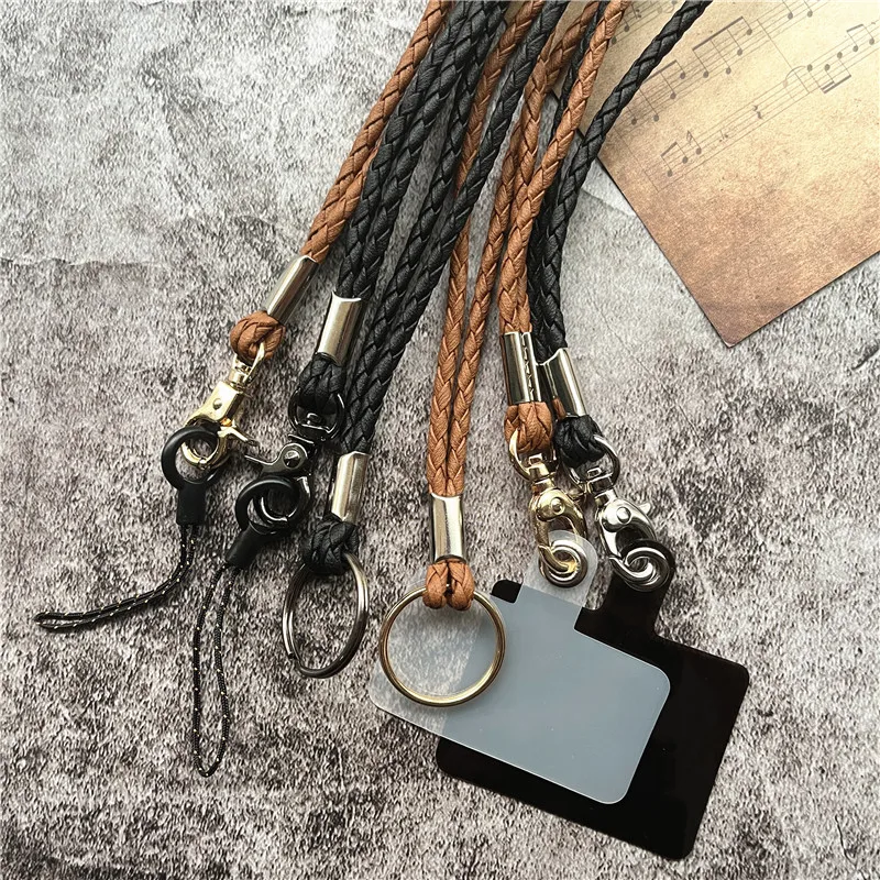 New style Braided Straps For Keys Lanyard Mobile Keychains Neck Straps High quality Leather Rope Mobile Phone Chain Lanyards