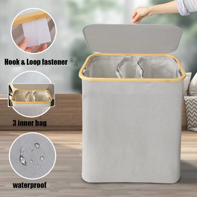 160L Laundry Basket with Lid extra large Laundry Basket with Side Handles for Clothes, Toy Storage, Fold hampler with 3inner bag