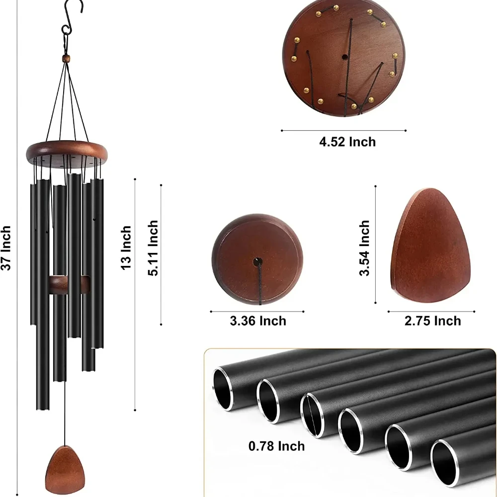 

Large Aluminium Wind Chimes 37" Inches To Create A Zen Atmosphere for Outdoor,Garden,Patio Decoration with Wind Catcher Gifts