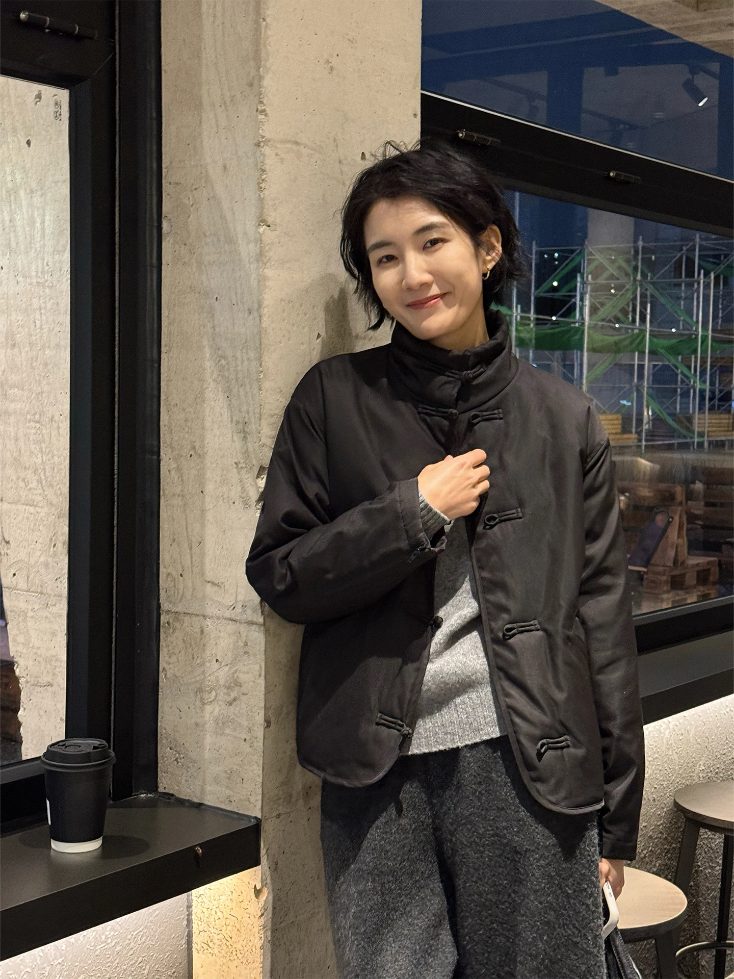 

Warm Cotton Jaet Women's Loose Stand Collar Filled Coat New Chinese Sle Winter Outerwear Langqing Tong Commute Simple