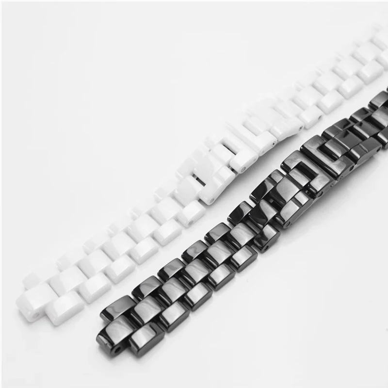 High quality Ceramics Watch Band For J12 wristband women\'s And men\'s strap Fashion bracelet black white watchband 16mm 19mm