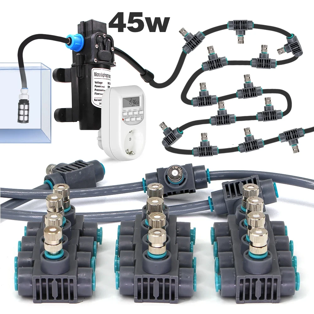 

45W 0.4MM Garden Irrigation System Pump Cooling Humidifier Quickly Connected Spray Nozzles Plant Watering For Outdoor Cooling