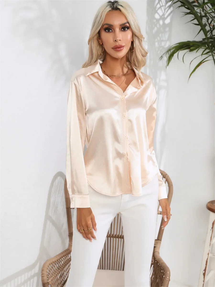 Woman Spring Autumn Style Casual Blouses Shirts Lady Long Sleeve Turn-down Collar Solid Color Blusas Tops