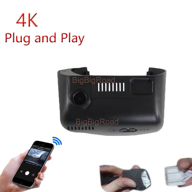 4K Plug And Play Car Video Recorder Wifi DVR Dash Camera Fit For Jeep Cherokee 2015 2016 2017 2018 2.0L / 2.4L No Light Sensor