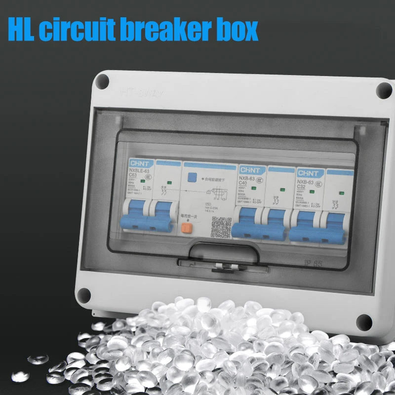 Transparent plastic outdoor electrical IP65 waterproof distribution box with 5/8/12/15/18/24 circuits