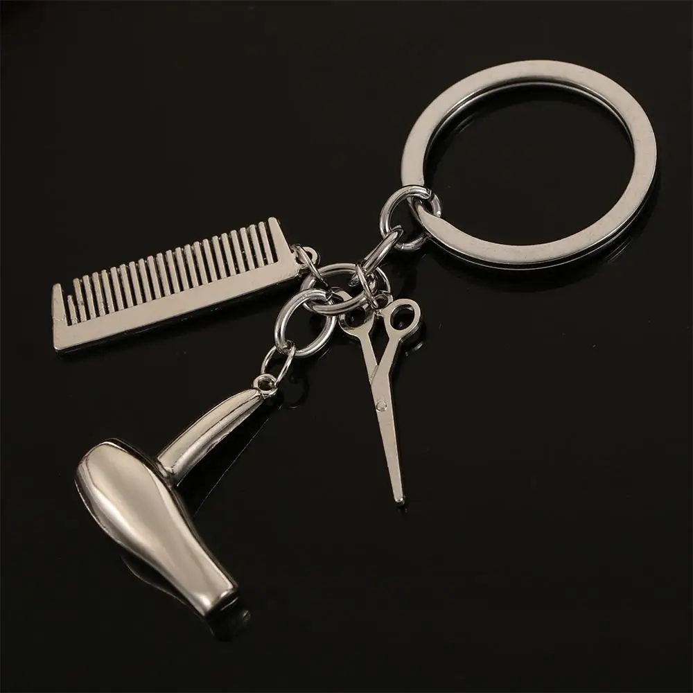 Accessories Key Ornaments Hair Stylist Essential Decor Barber Shop Tools Key Ring Scissors Pendants Comb Hair Dryer Keychain