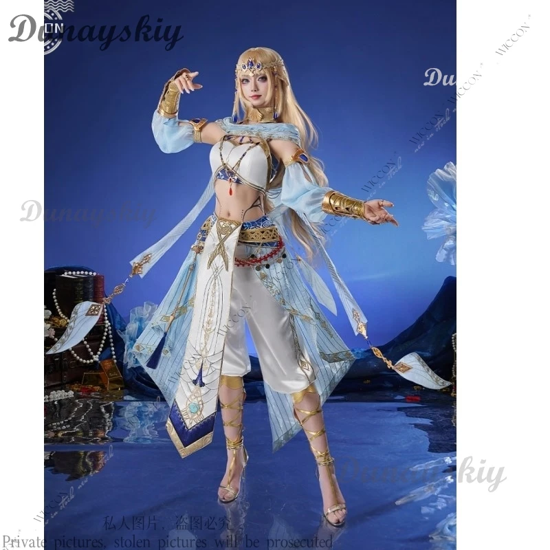 Love And Deep Space Game God of The Tides Cosplay Costume Companion Outfit Dress Headscarf Tattoo Stickers Earrings Accessories