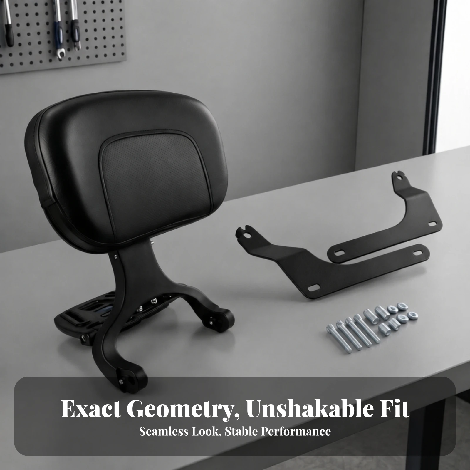 Motorcycle Rear Backrest Cushion Assembly Comfortable Foldable Sissy Bar Sissy Bar Pad Long-Lasting for Touring, Commuting
