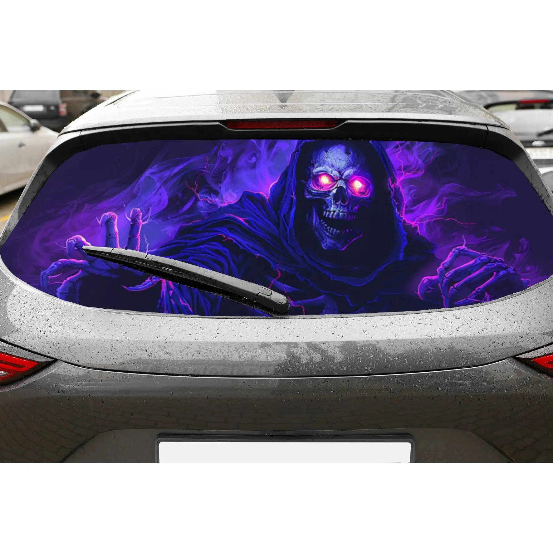 

Purple Flame Reaper PVC Perforated Car Vinyl Wraps, Durable Car Rear Windshield Sticker, Waterproof Car Rear Window Decal, Priva