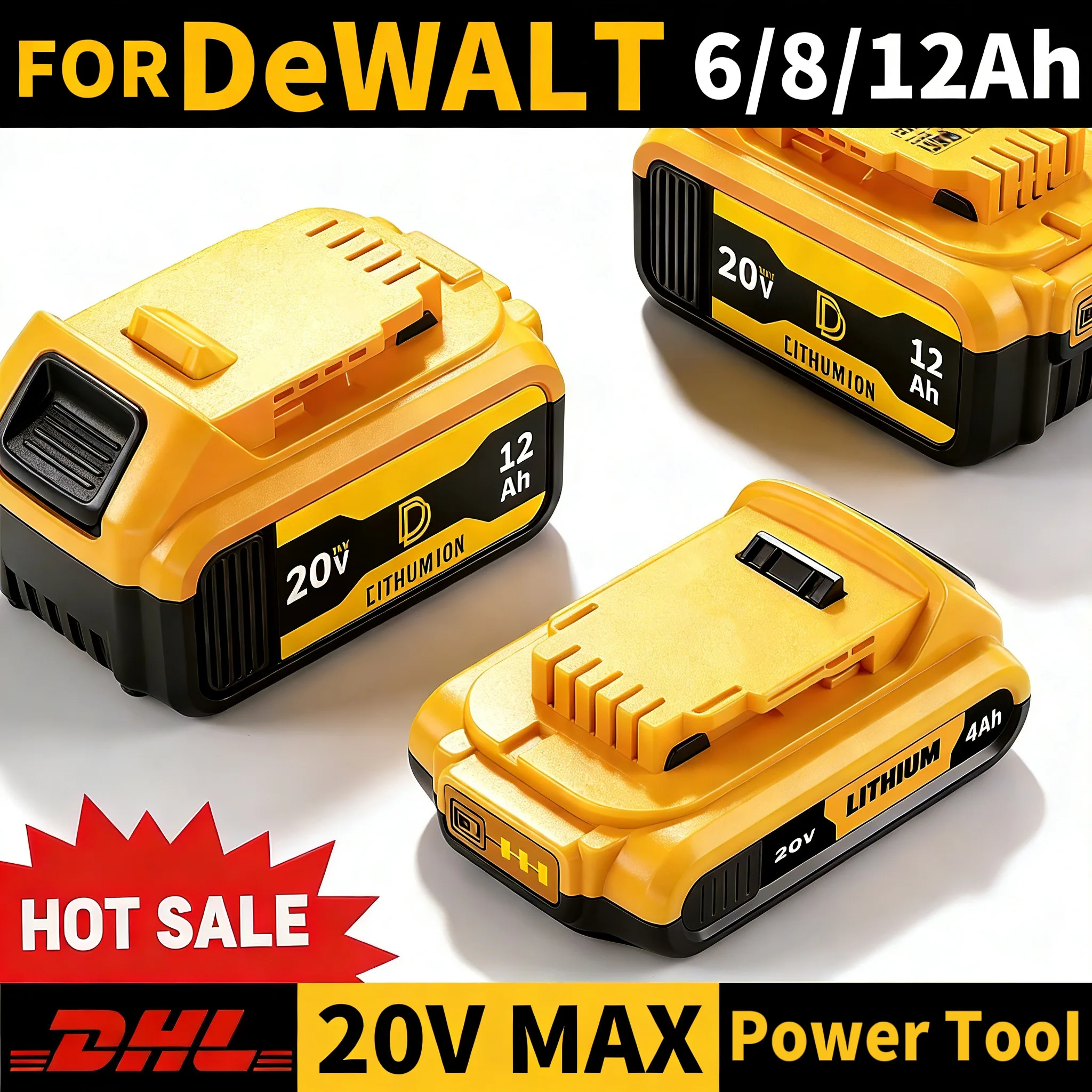 

20V MAX For DEWALT Replacement Battery 4Ah/6Ah/8Ah/12Ah Li-ion for DCB200 DCB205 DCB206 DCB606 DCBGene Power Tools