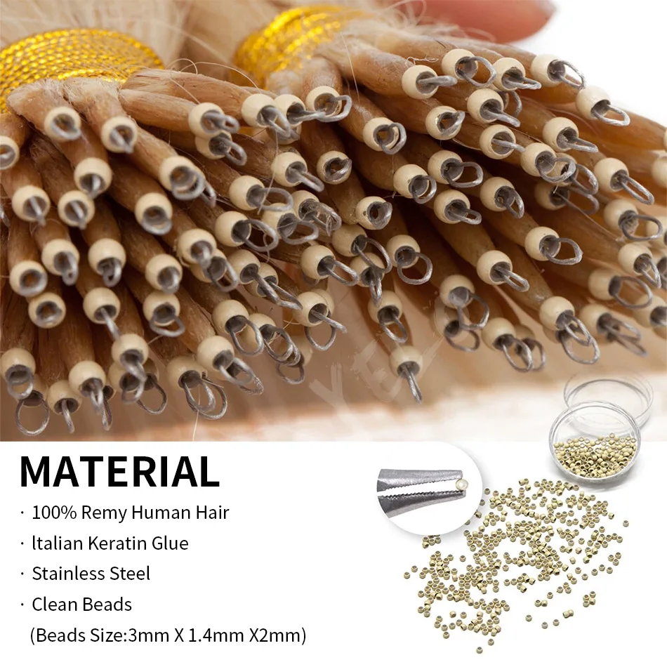 Nano Ring Hair Extensions 14-28inches Blonde Human Hair Stright Nano Link Hair Extension Seamless Nano beads Extension 100g