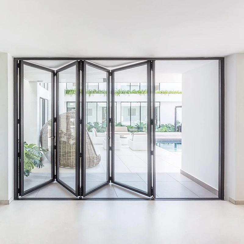 

Folding Sliding Doors Custom Patio Soundproof Aluminium Panoramic Bifold Double Tempered Glass