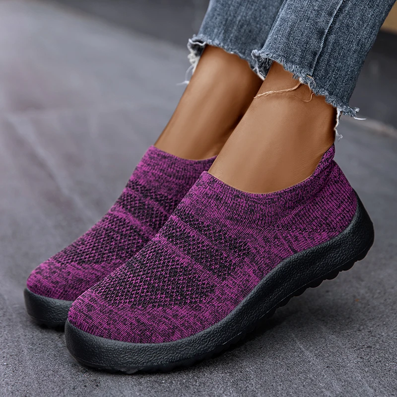 Fashion 2024 New Casual Shoes Sneakers For Women Plus Size Breathable Sneakers Women Slip On Sock Ladies Shoes Ladies Flat Shoes