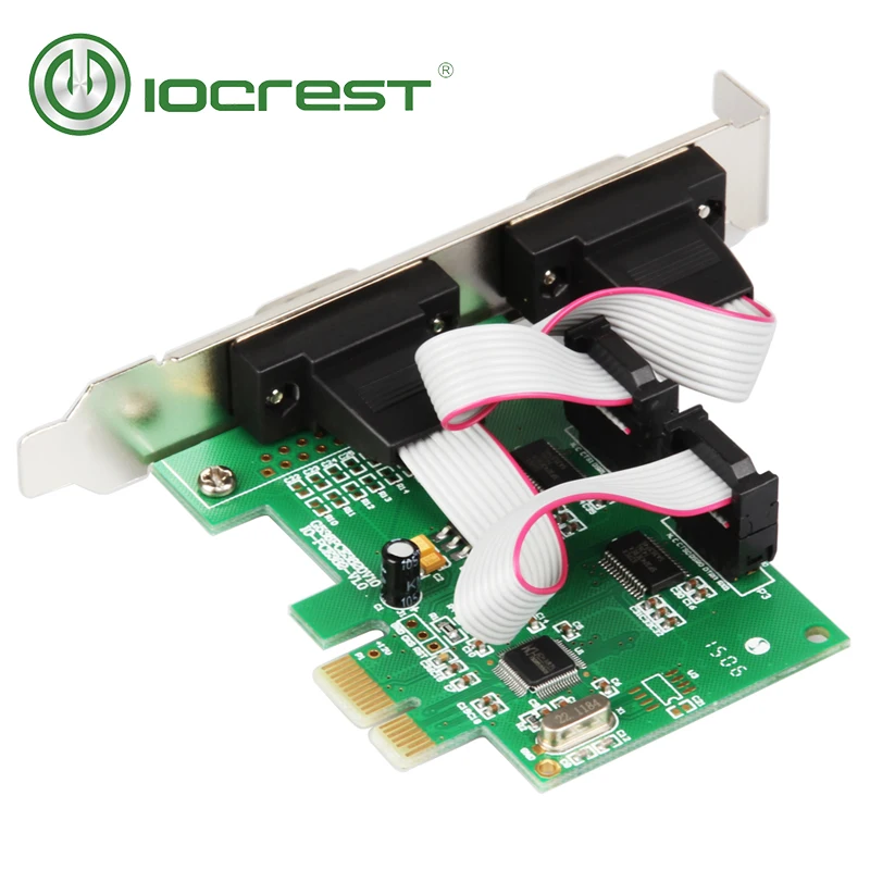 IOCREST PCI Express 2 Ports Serial RS232 Com db9 Controller Card PCI-e 1.0 x 1 WCH382 Chip with Low Profile Bracket