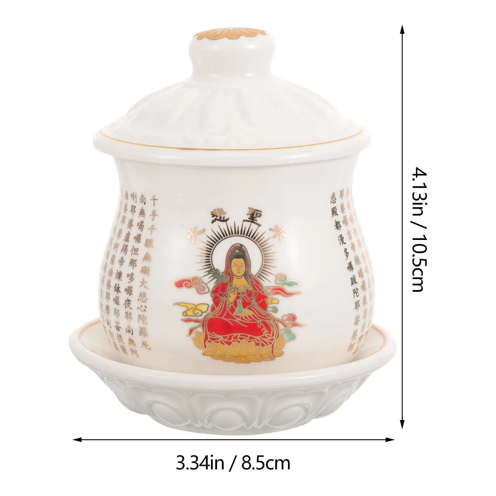 كوب تقديم المياه من السيراميك بوذا كوب اللوتس المقدس على الطراز الديني طقوس المعبد ديكور متعدد الوظائف متعدد الاستخدامات #2