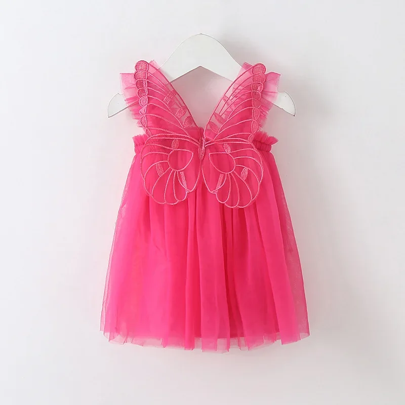 Vestidos de tul sin mangas para niñas recién nacidas, ropa de mariposa para fiesta de cumpleaños, vestido de princesa para niños de 1 a 5 años, Verano