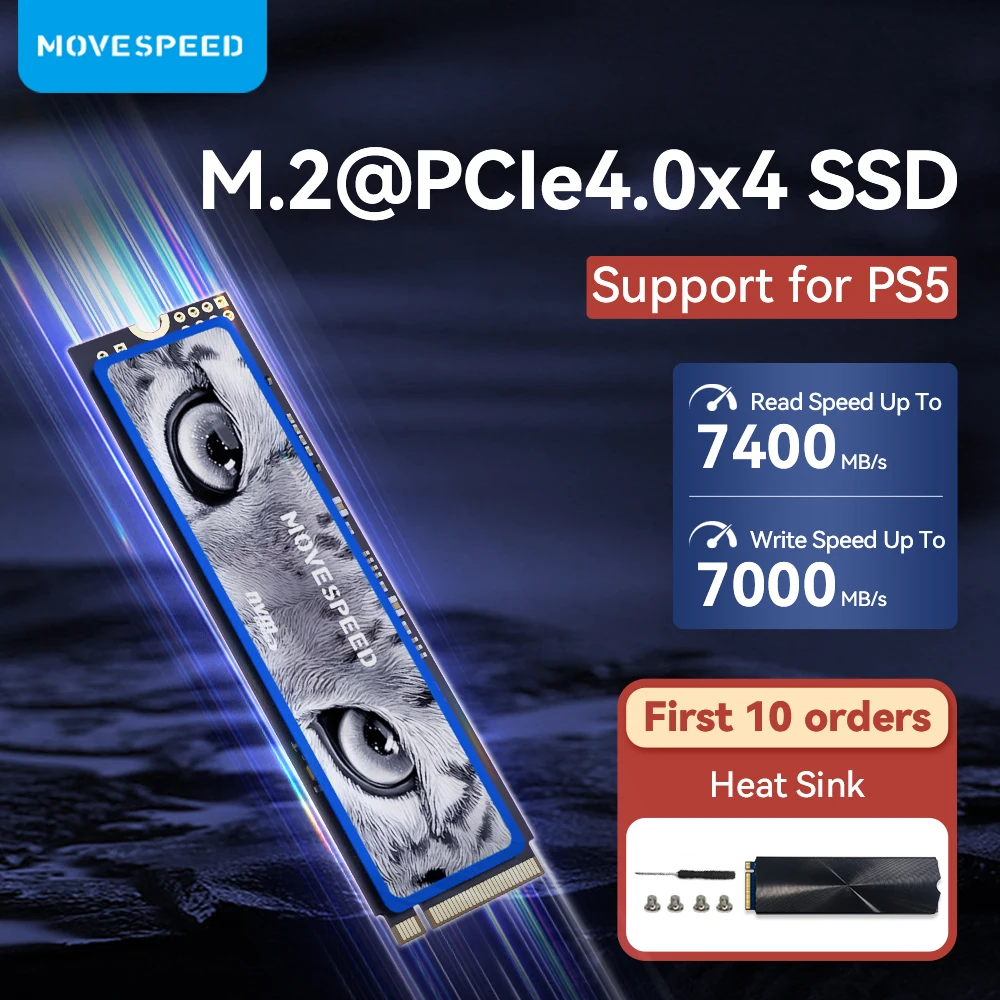 MOVESPEED 노트북 PC용 SSD M.2 NVMe PCIe 4.0 2TB 내장 솔리드 스테이트 드라이브, 1TB 512GB 256GB PCIe 4.0x4 SSD 하드 드라이브 