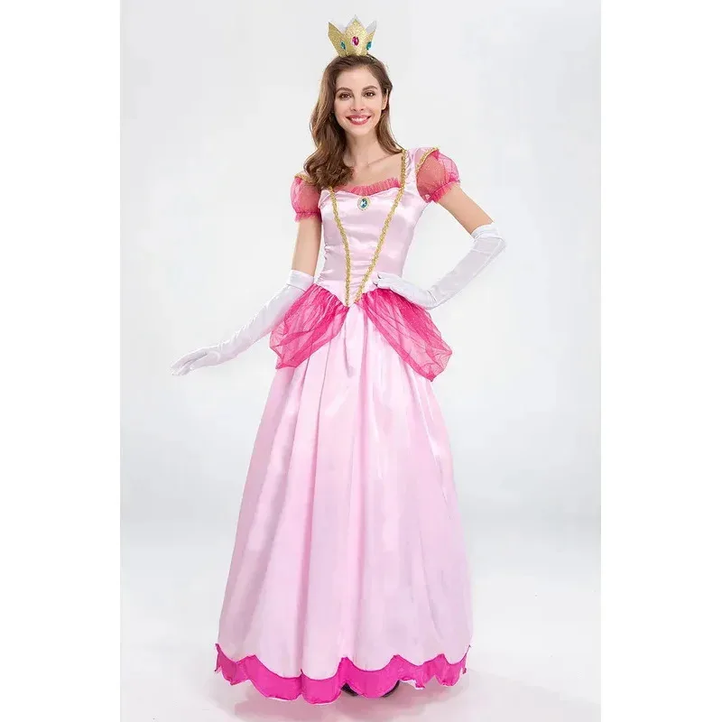 Silisili AAdult Princess Peach Costume Cosplay Party Halloween Masquerade Dress Up Abbigliamento per le donne Fan rosa 2025 ☆   Nuovo