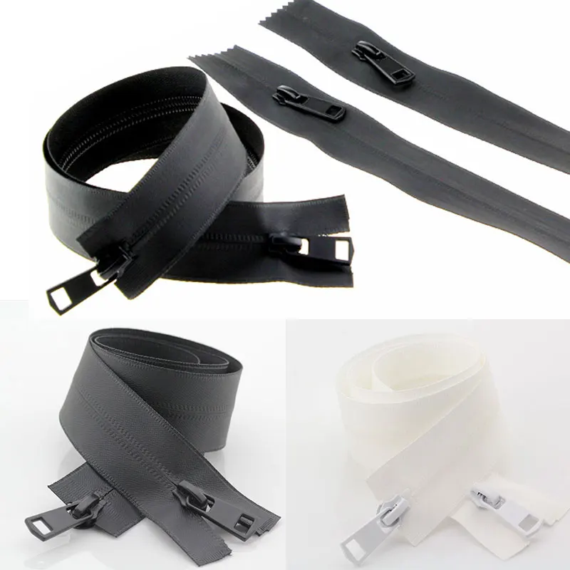 5# Nylon Waterproof Zippers Black White Double Sliders Invisible Zipper Sewing Jackets Repair Zip Fastener Accessory 60-150cm