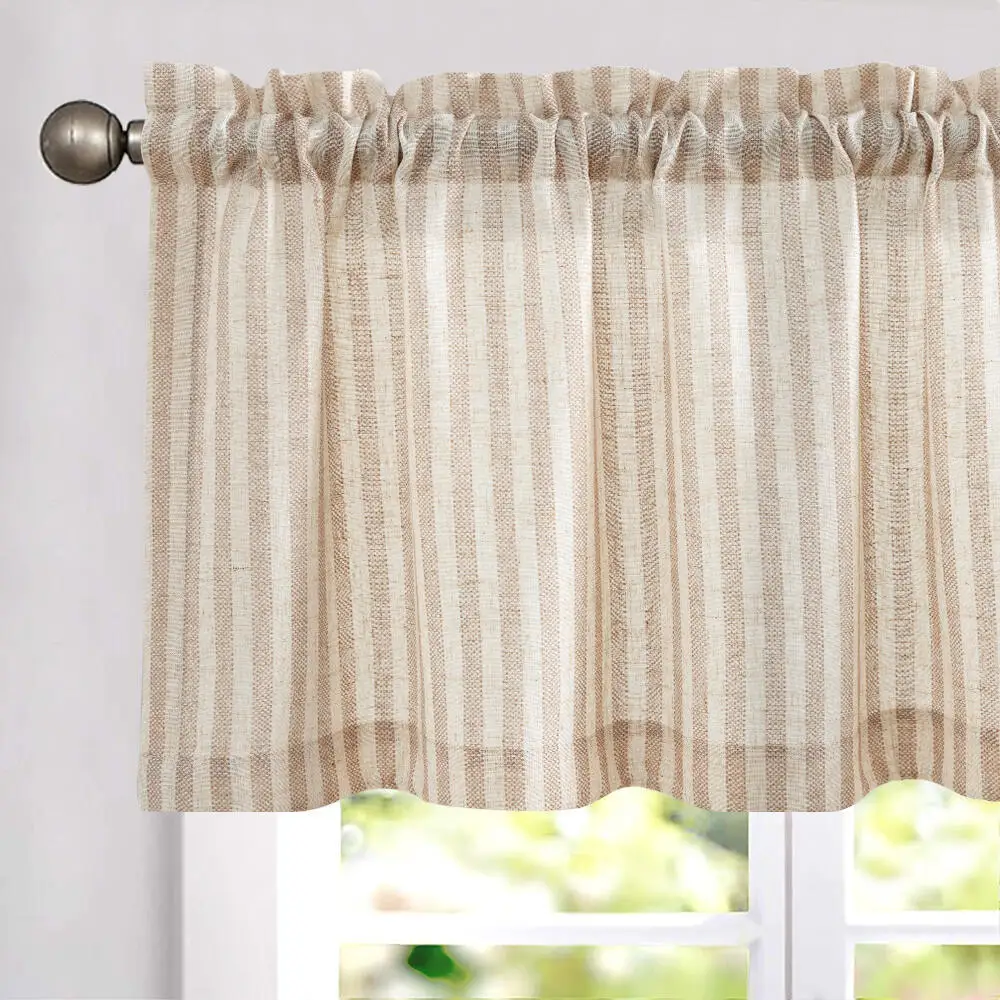 JINCHAN Striped Valance Kithchen Short Curtains For Window Bathroom Living Room Bedroom Farmhouse Small Curtain 1 Panel