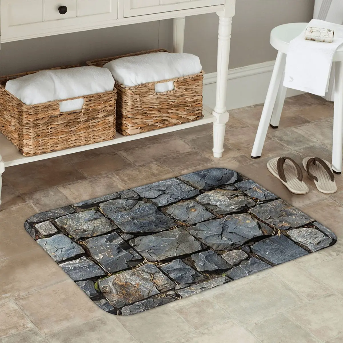 Irregular Stone Pattern Non-slip Doormat Floor Mat Carpet Rug for Kitchen Entrance Home Bathroom Living room Footpad Mats
