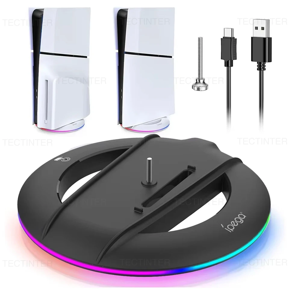 Soporte de refrigeración vertical RGB para consola PS5 Slim/PS5 Pro, base antideslizante, soporte para accesorios de PlayStation 5