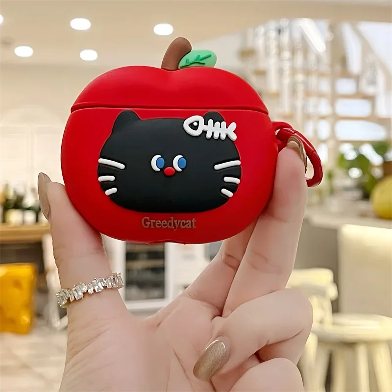 

Apple Black Cat Case for AirPods 4 Airpod 1 2 3 Pro Pro2 Bluetooth Earbuds Charging Box Protective Earphone Case Cover