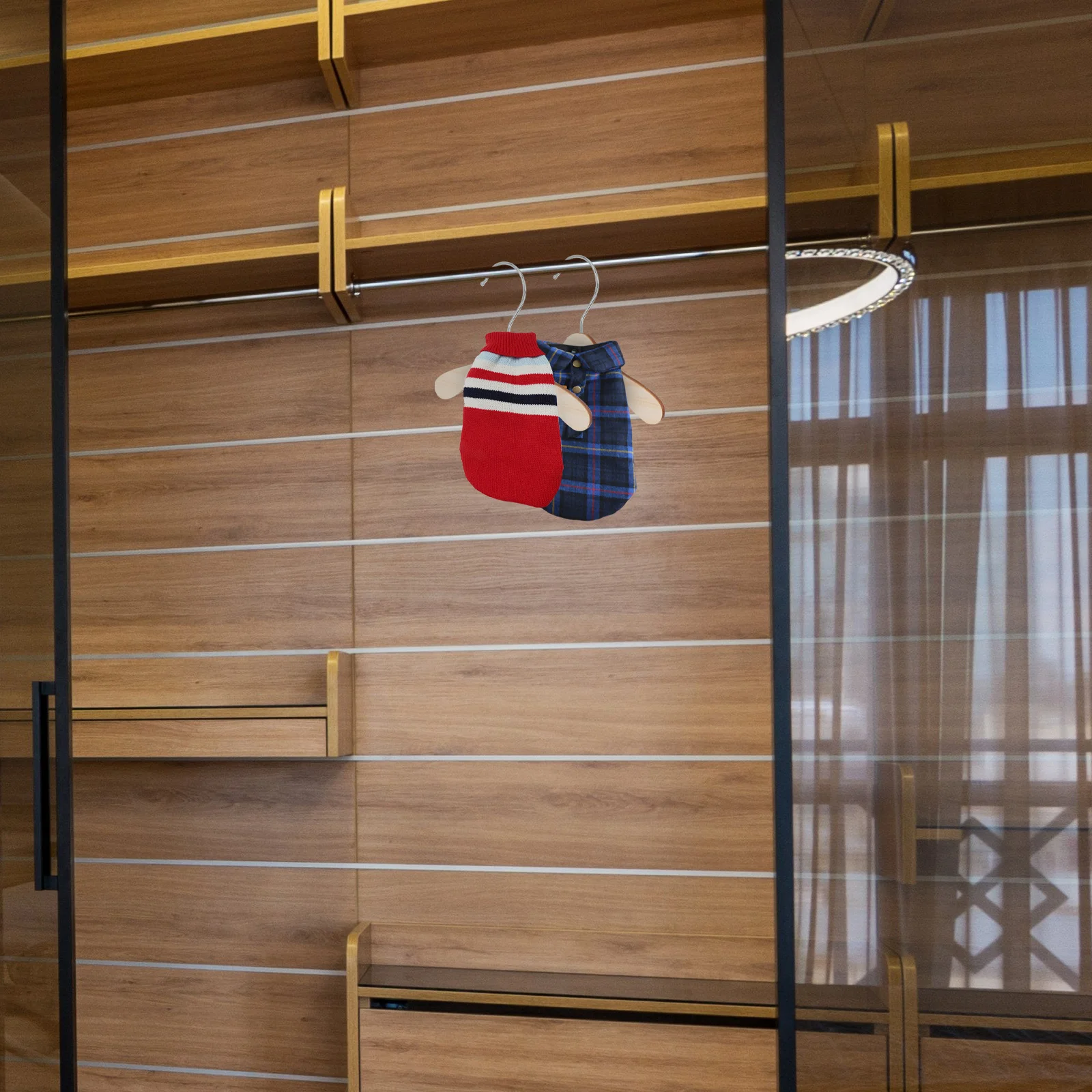 

10pcs Wooden Pet Hangers Small Dog Clothes Hangers Household Cat Accessories Wear-Resistant Portable For Balcony