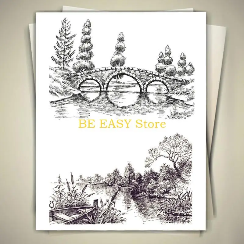 E28F Bridge / Lakeside DIY Silicone Clear Stamp Cling Seal Scrapbook Embossing Album Decor Craft