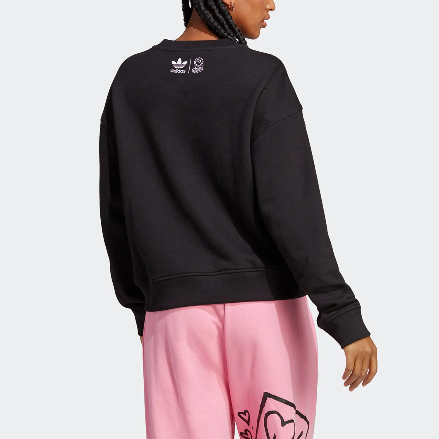 Adidas Authentic Three Leaves Women's Graffiti Sport Long Sleeve Round Neck Sweatshirt HY4267