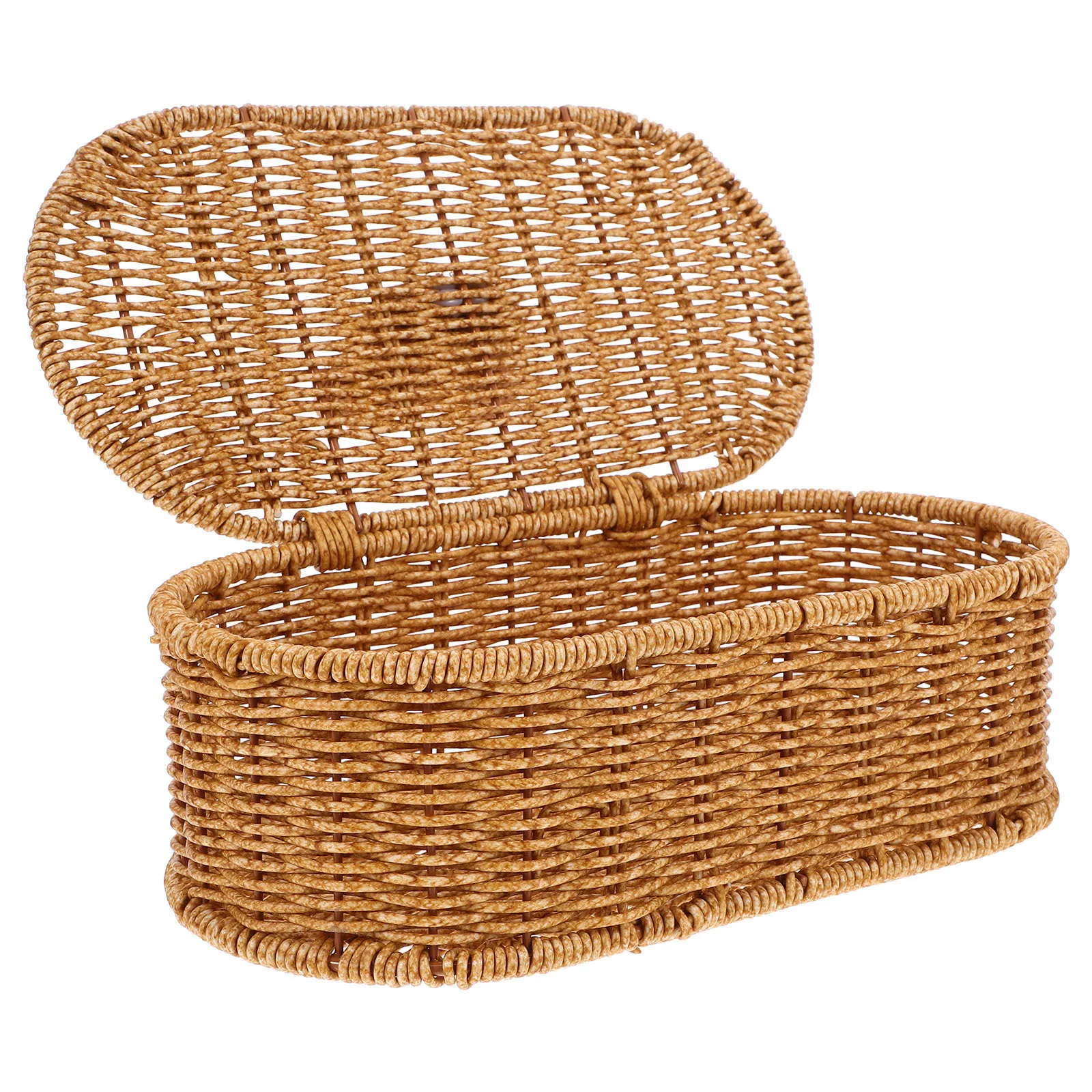 1pcs Storage Box Imitation Rattan With Bear Handle Woven Desktop Organizer For Office Home School Sundries Holder Household