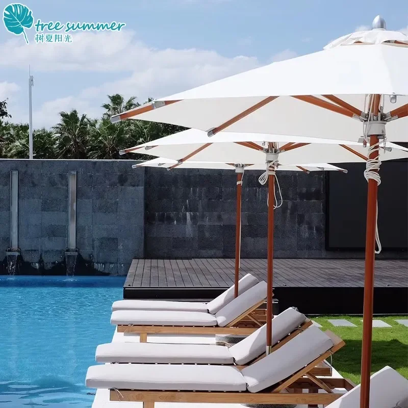 Outdoor Parasol Garden Umbrella Solid Wood Outdoor Homestay Terrace Umbrella