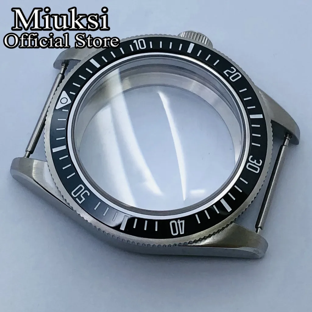 Miuksi 39mm silver sterile watch case domed sapphire glass fit NH35 NH36 NH34 ETA2824 PT5000 movement