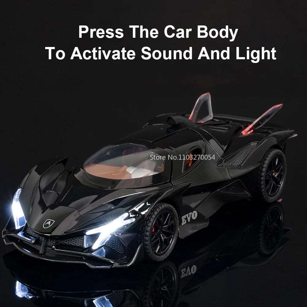 1/32 Apollo EVO Alloy Sports Car Model Toy Sound Light Simulation Exquisite Interior Design Pull Back Vehicle Kids Gift Boy Toys