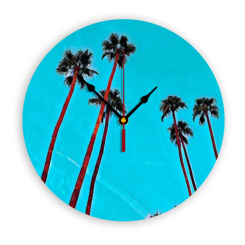 

Palm Springs View Wall Clock Easy to Read Wall Mounted Clock With Silent for Home Decor