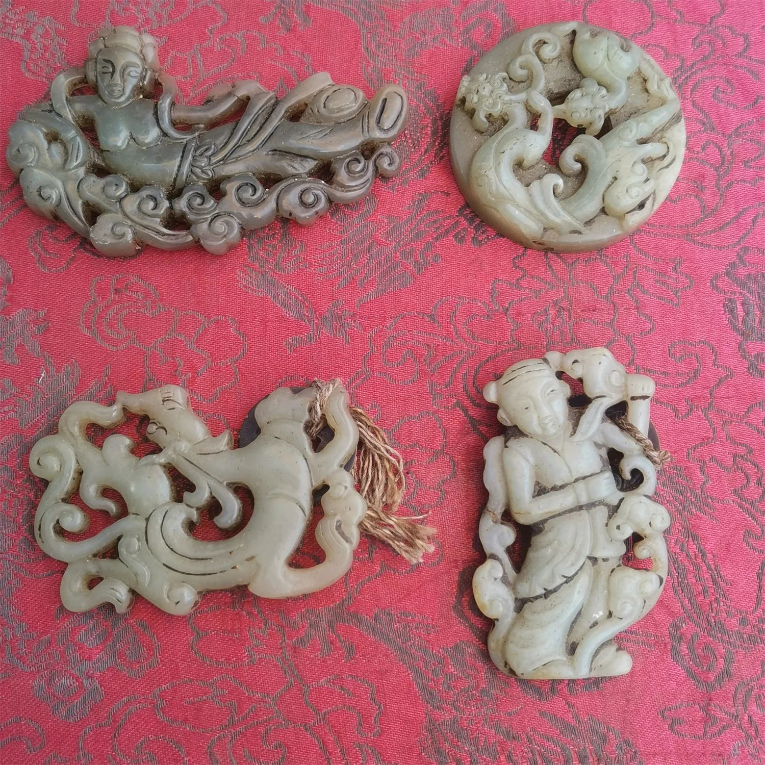 

1pcs/lot Natural Han Dynasty Ancient Jade Pendant figure mascot Folk collections Rare and rare Old objects Ethnic style