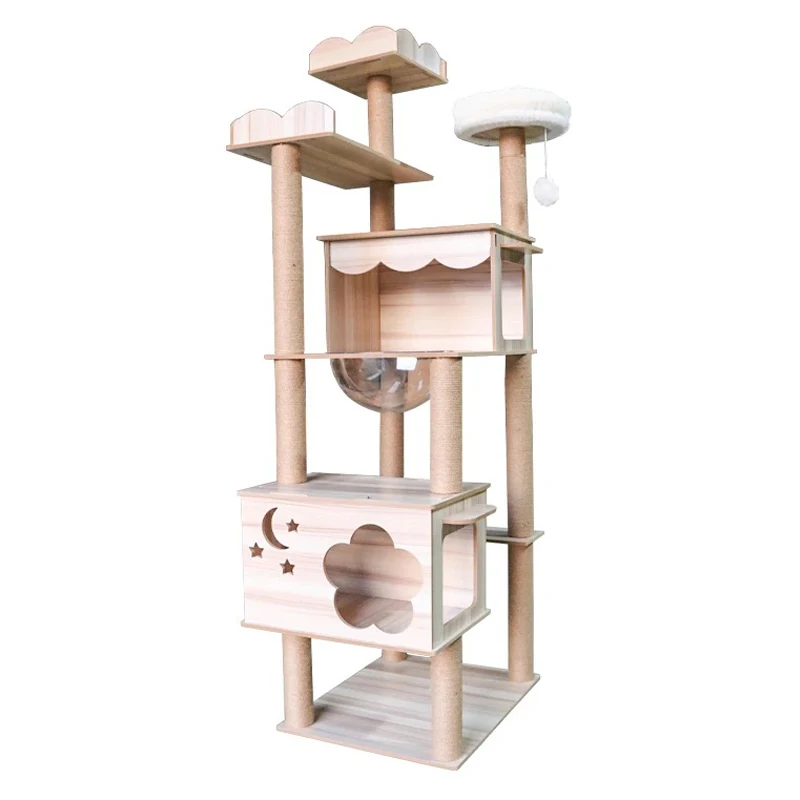 Wooden Cat Climbing Frame Multi-layer Cat Tree House Pet Luxury Villa Wear-resistant Sisal Scratching Post Cat Climbing Toys