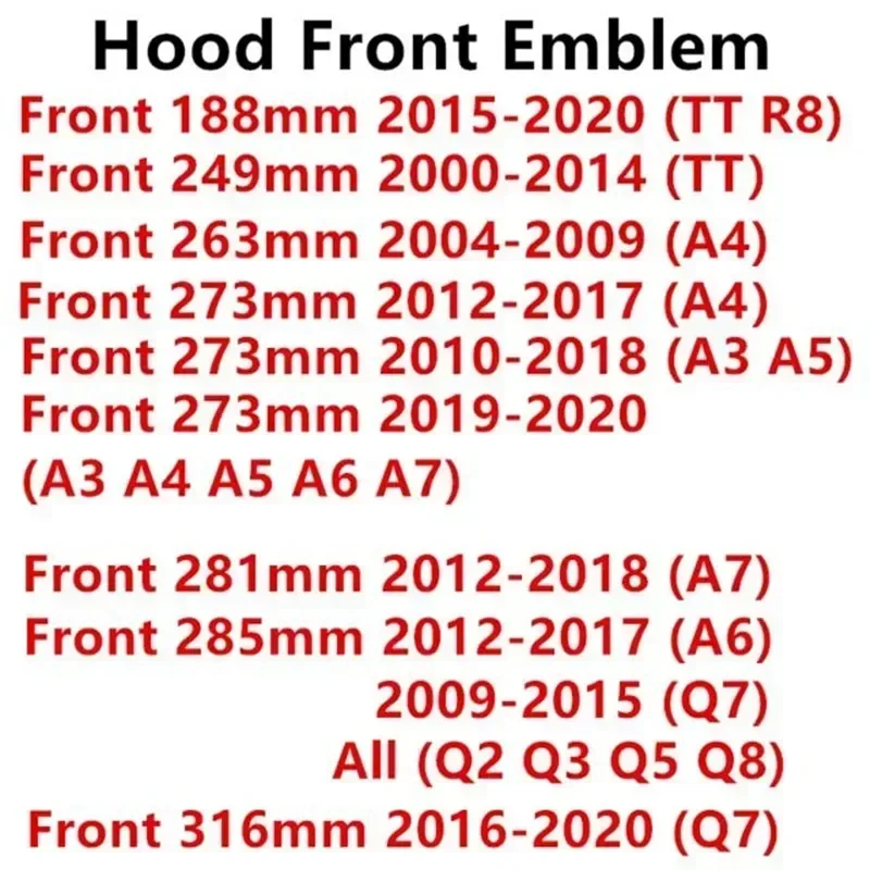 カーエンジンフードグリルバッジロゴ装飾、4リング、abs、シルバー、ブラック、auti a3、a4、a5、a6、a7、tt、q2、q3、q5、q8に適しています