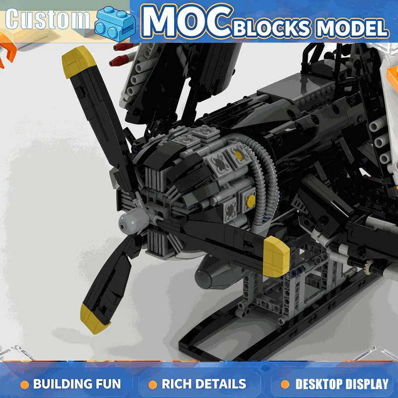 2512 Parts MOC Classic Propeller Fighter Aircraft Model Building Blocks DIY Assembly Educational Creative Toy Gifts Collection