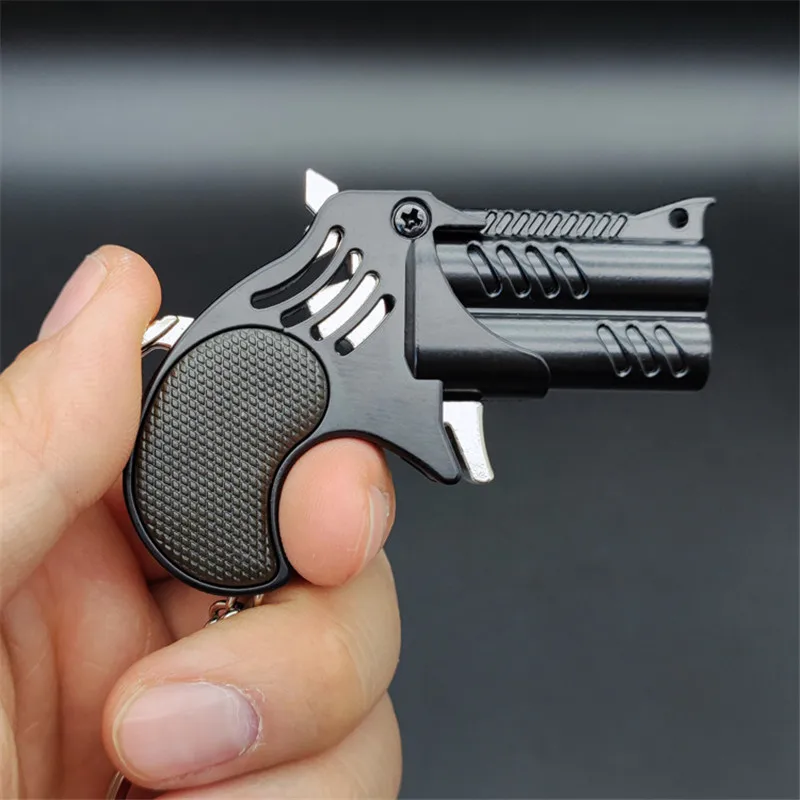 Mini opvouwbaar rubberen bandpistool 6-schot lederen bandpistool Legering Model Pistol Collectie Speelgoedcadeau Shot Bullet Gun