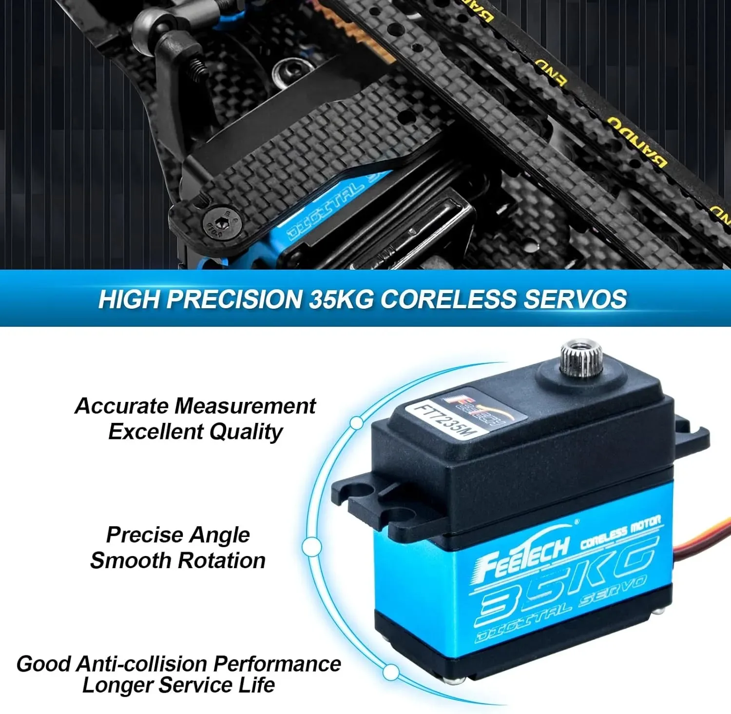 피티크 FT7235M 디지털 서보 RC 자동차 모델 차량 방수 메탈 기어 20 25 30KG 토크 180도 각도 원격 제어 로터